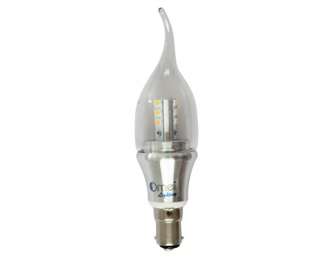 LED 6W B15 Candelabra Base Cool White 6000K Candle Light Bent Tip